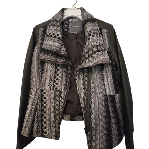 Kate and Mallory Boho Aztec Moto Asymmetrical front zip jacket - Picture 2 of 9